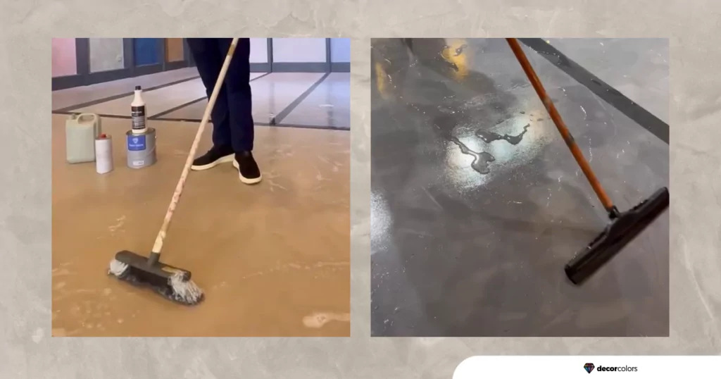 imagens de aplicação de cimento queimado em piso