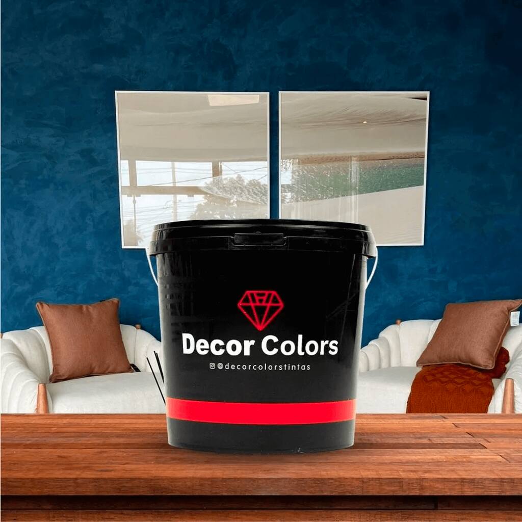 cimento queimado Decor Colors na cor Azul Petróleo, para pintar parede já pintada