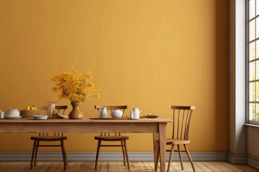 cozinha pintada com tons de amarelo para parede