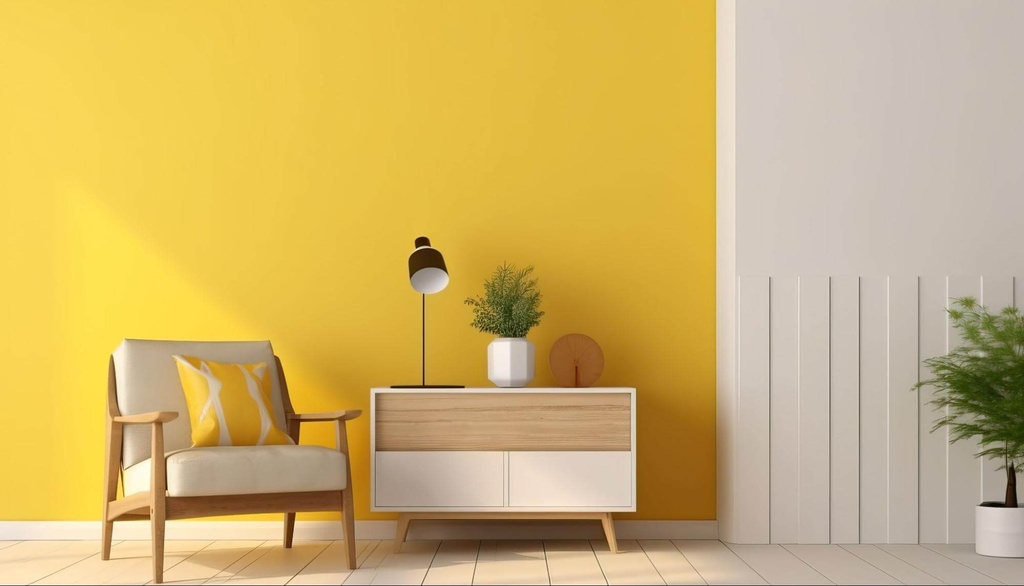 sala pintada com tons de amarelo para parede